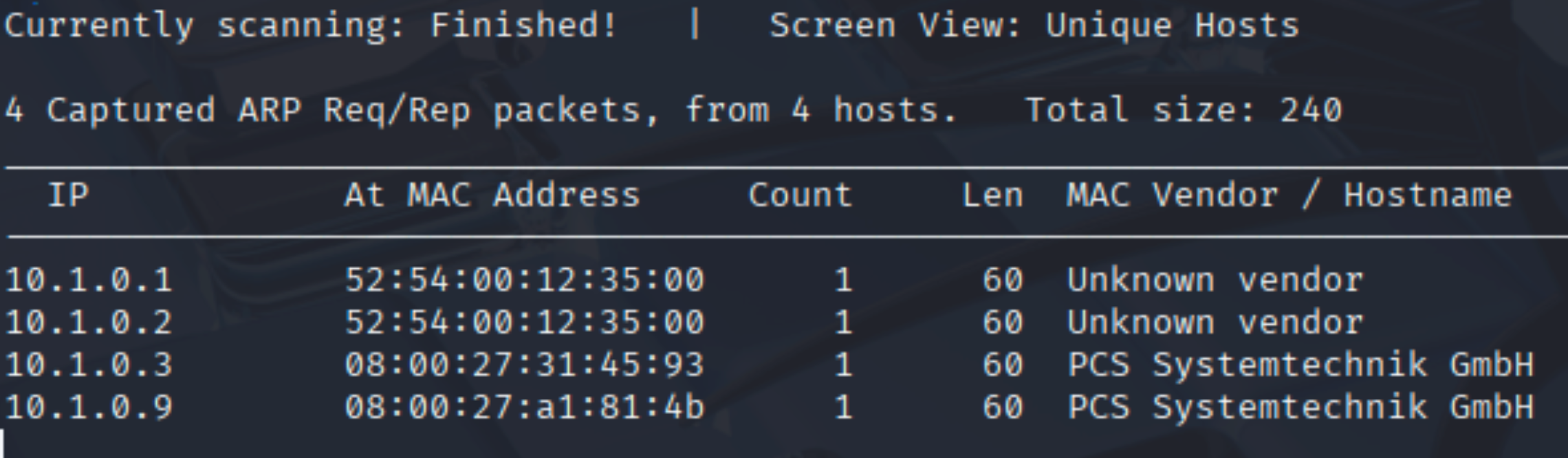 netdiscover result