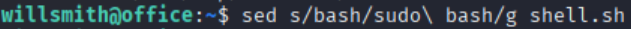 change sudo bash with sed