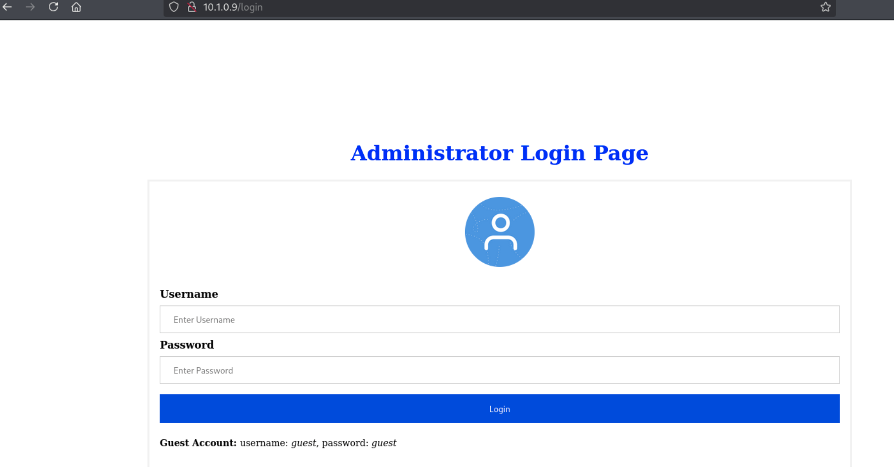 login page